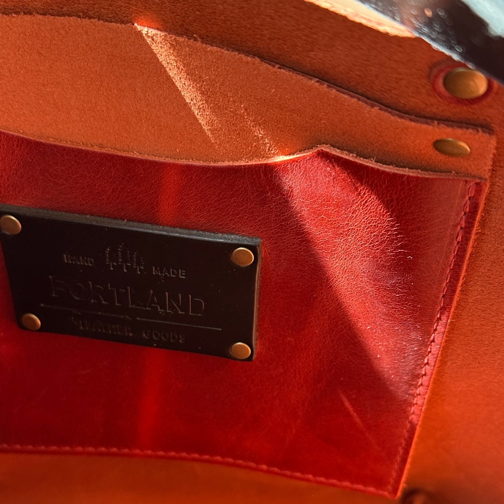 Portland Leather Red Small Classic Tote - Picture 9 of 11